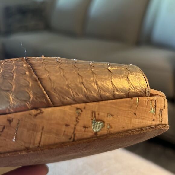 OSCAR DE LA RENTA Women’s Peep Toe Leather Slingback Heels Gold Size 37.5 - Picture 7 of 15